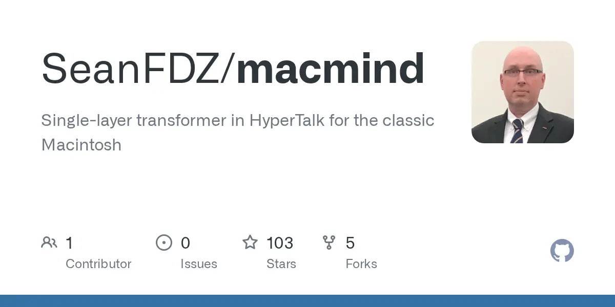 Show HN：MacMind – 在 1989 年的 Macintosh 上用 HyperCard 實現的變壓器神經網路