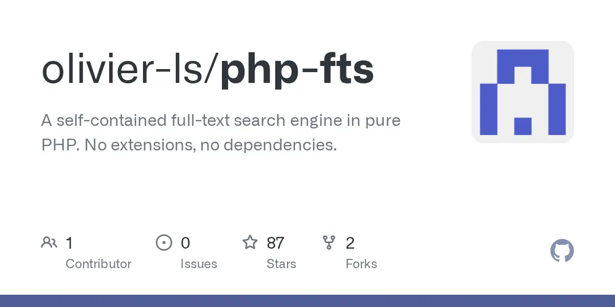 Show HN: PHP-fts – 純 PHP 開發的全文檢索引擎，無需擴充功能