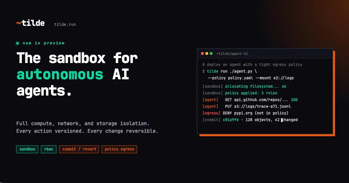 Show HN: Tilde.run – 具備事務性與版本化檔案系統的 AI 代理沙盒